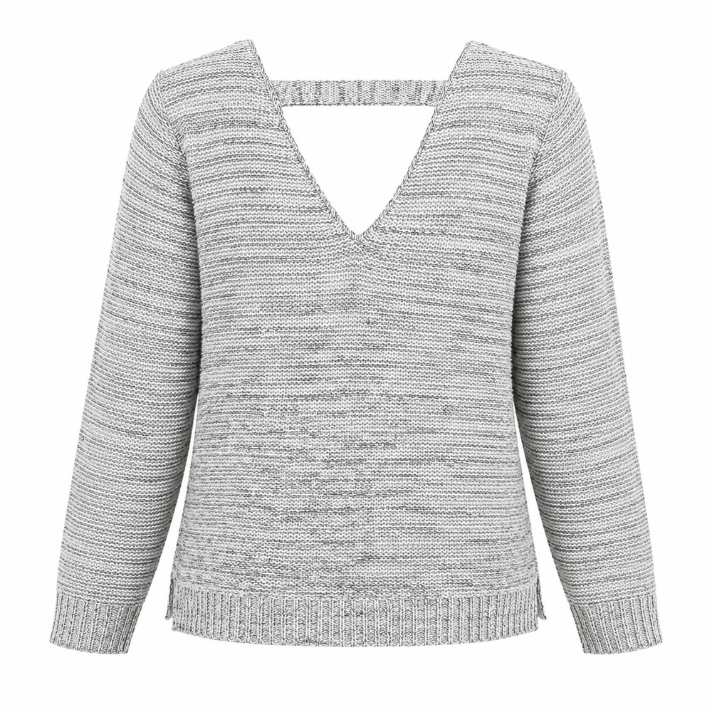 EVRI V-Neck Pullover Sweater 1X plus knit cozy earthy boho neutral fall office
